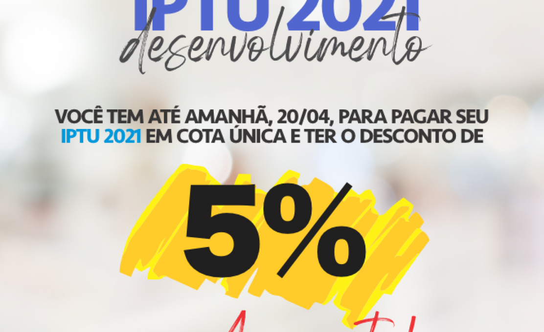 Desconto de 5% no IPTU 2021