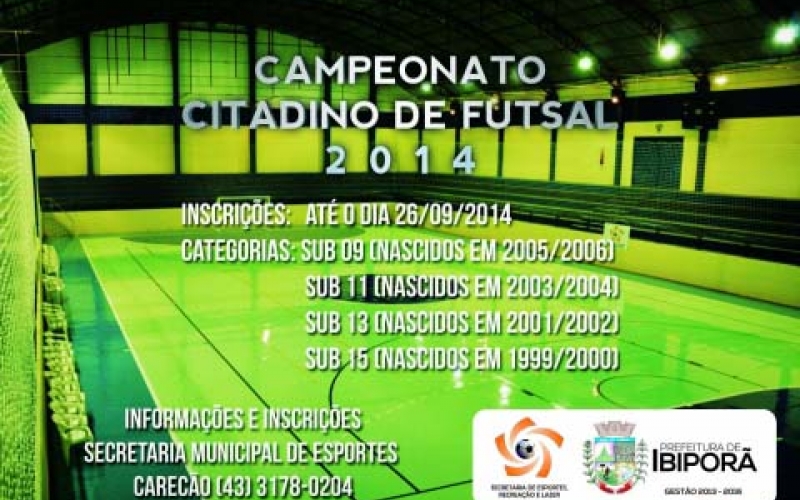 Abertas inscrições para Citadino de Futsal – Categoria de Base