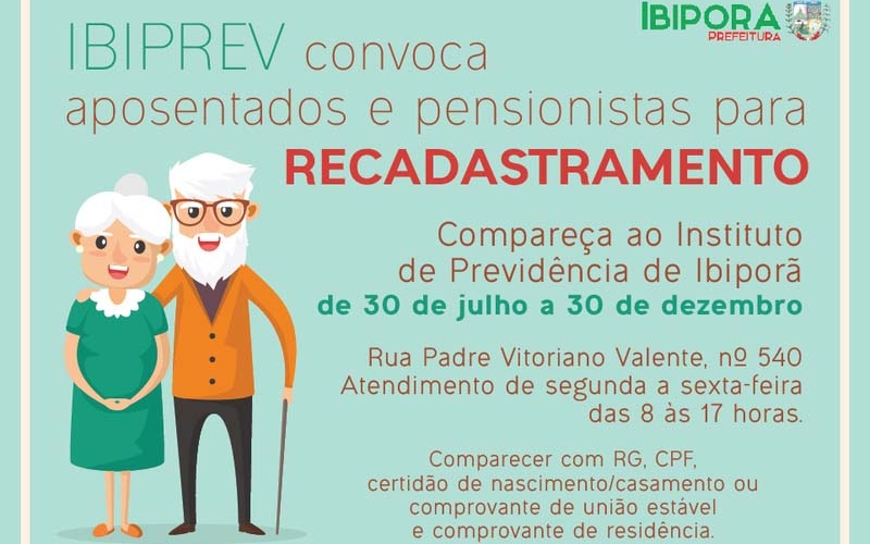 Ibiprev convoca aposentados e pensionistas para recadastramento