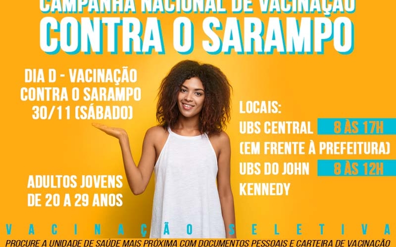 Sábado (30) é “Dia D” de vacinação contra o sarampo