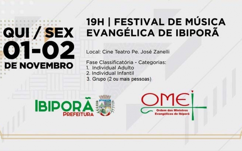 Inscrições abertas para o 1º Festival de Música Evangélica de Ibiporã