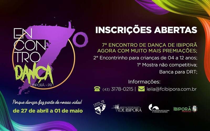 Inscrições abertas para o 7º Encontro de Dança de Ibiporã